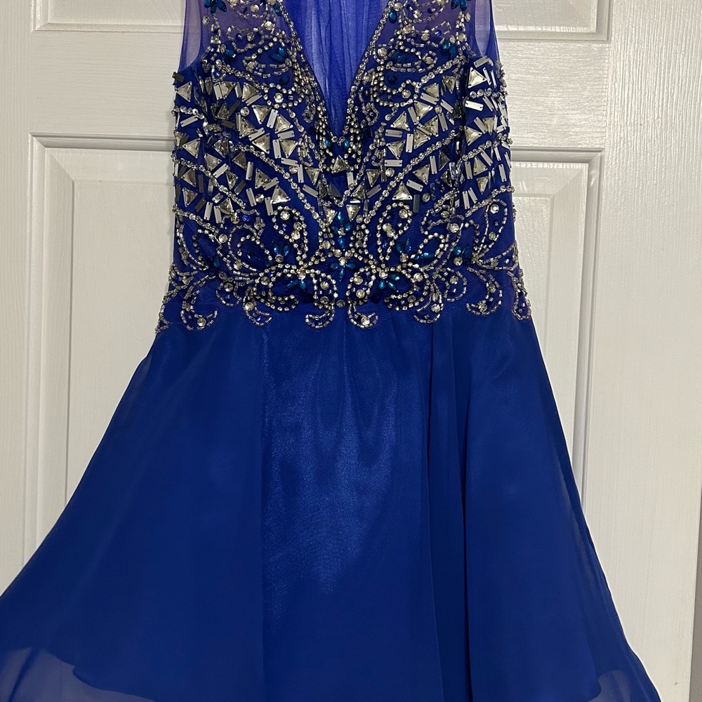 Elegant Blue Beaded Dress by GLS Apparel
